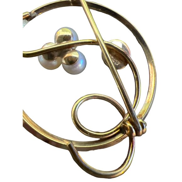 Van Dell 12k Gold Filled Brooch Carved Shell Pearls Vintage Retro MCM, Classi - Picture 4 of 7